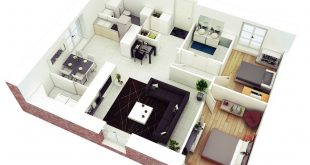 Plan an open, neutral two bedroom apartment. Flag your friends who need this plan. ,
