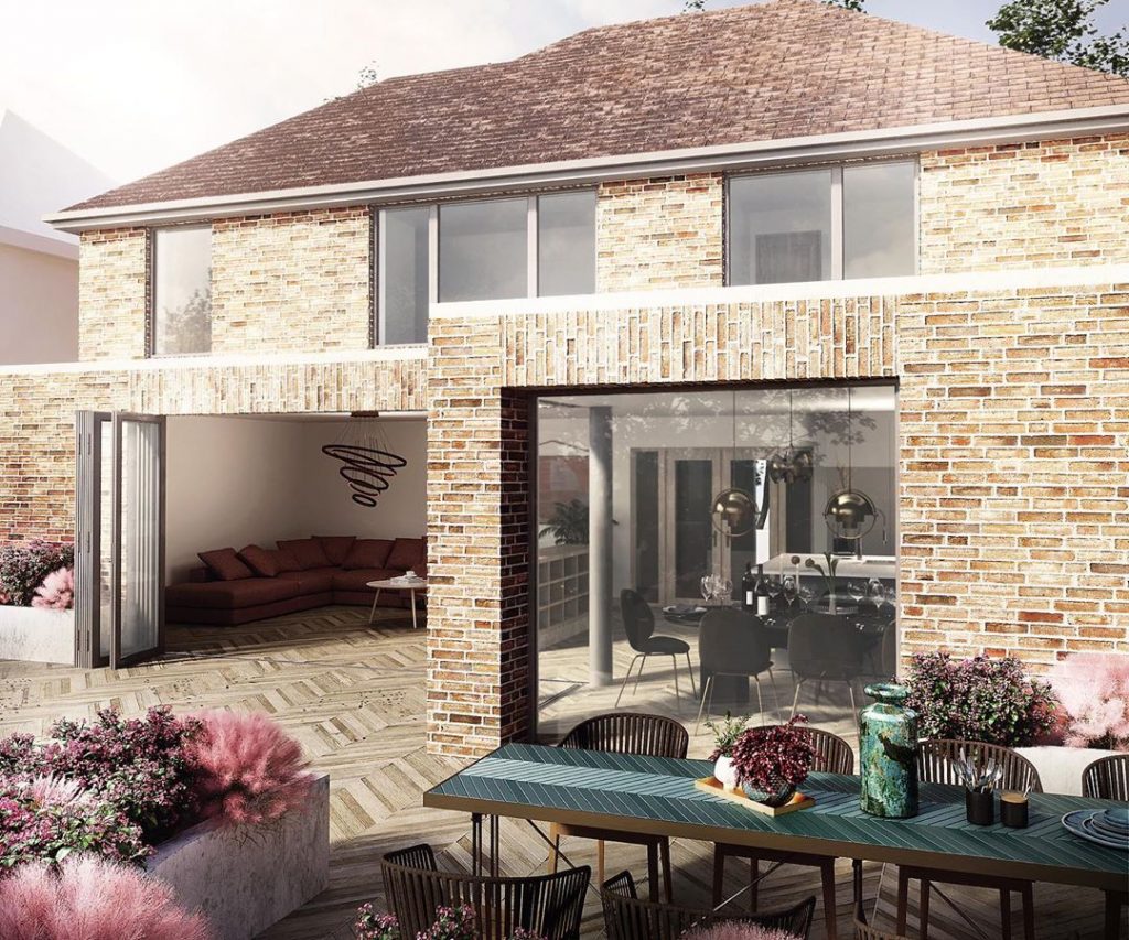 A first shot of a new part of a single, partly two-story extension of this feature