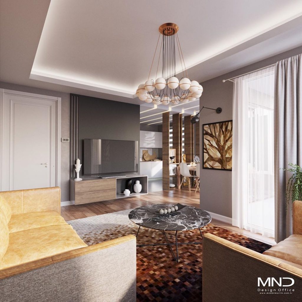 Living room & kitchen design
Visualization through