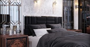 The eclecticism of the bedroom is underlined by a mix of luxurious styles - Art Deco and Neoclassical