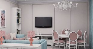 Visualization of the guest area of ​​the eat-in kitchen in the style of a country house