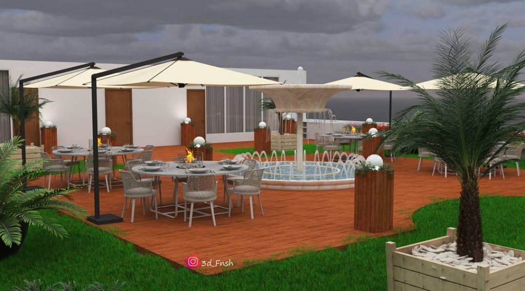 ,
Design & Render by me
roof garden
Area: 50m
The first draft of Roofgarden
execution plan