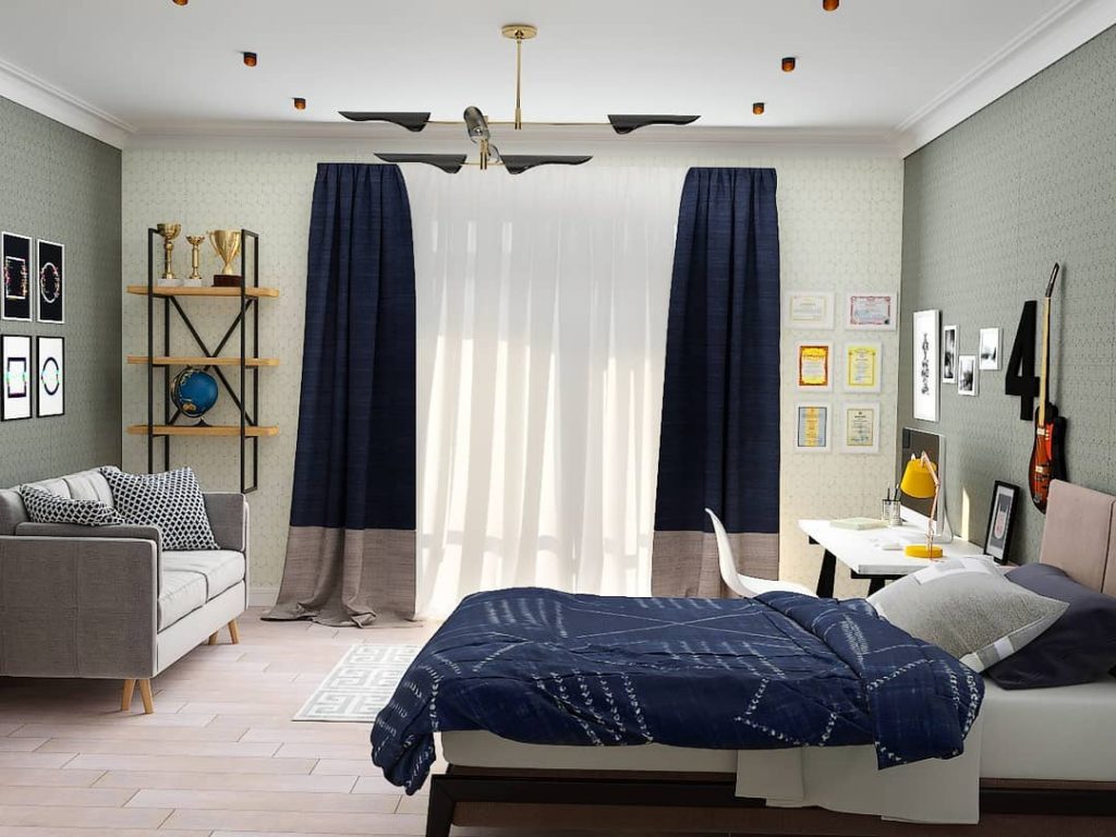 The project of a four-room apartment in Petropavlovsk. Youth room. 3dsmax + vra