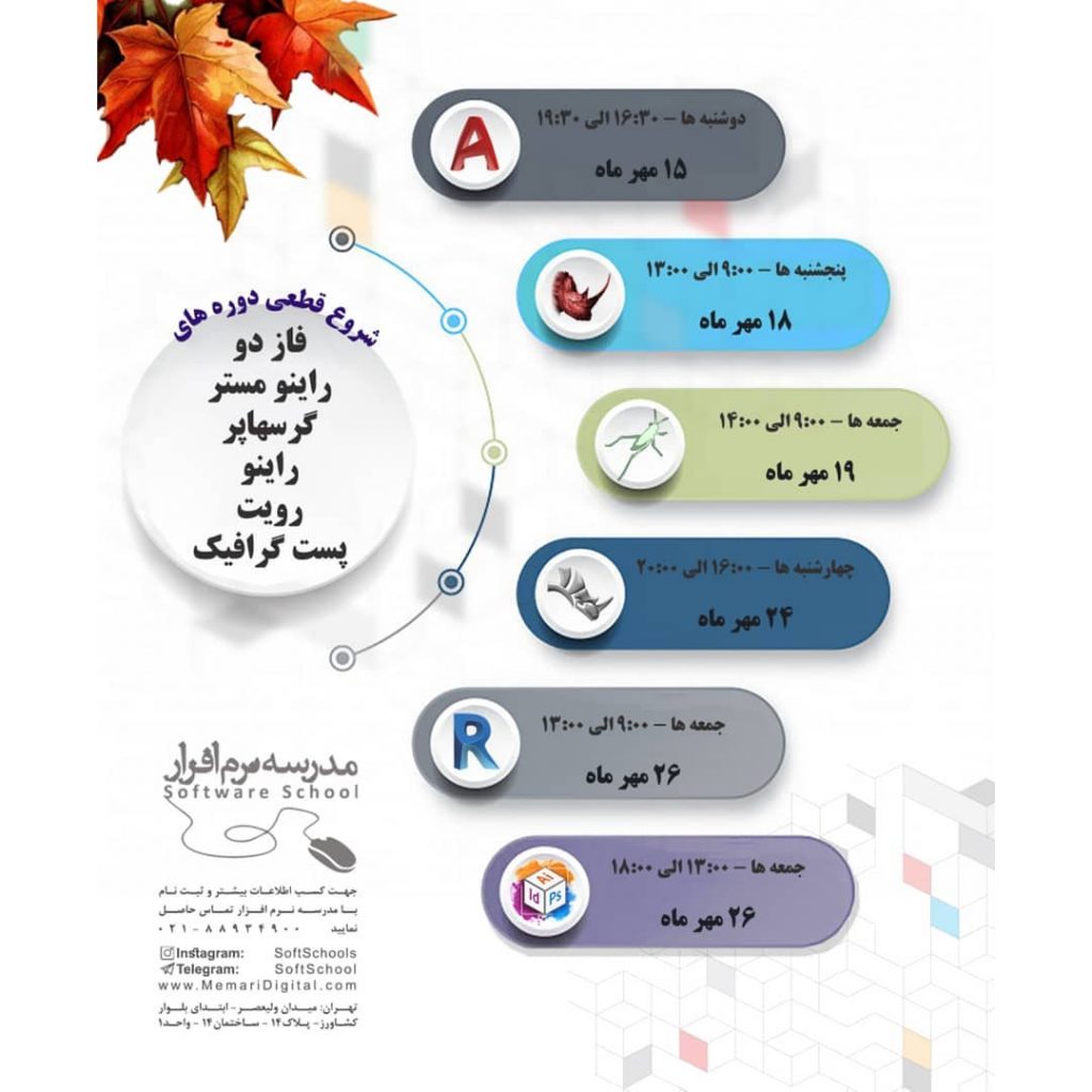 ,
Final course start (October):
Phase 2
Rhino Master
grasshopper
Revit
Rhino
post