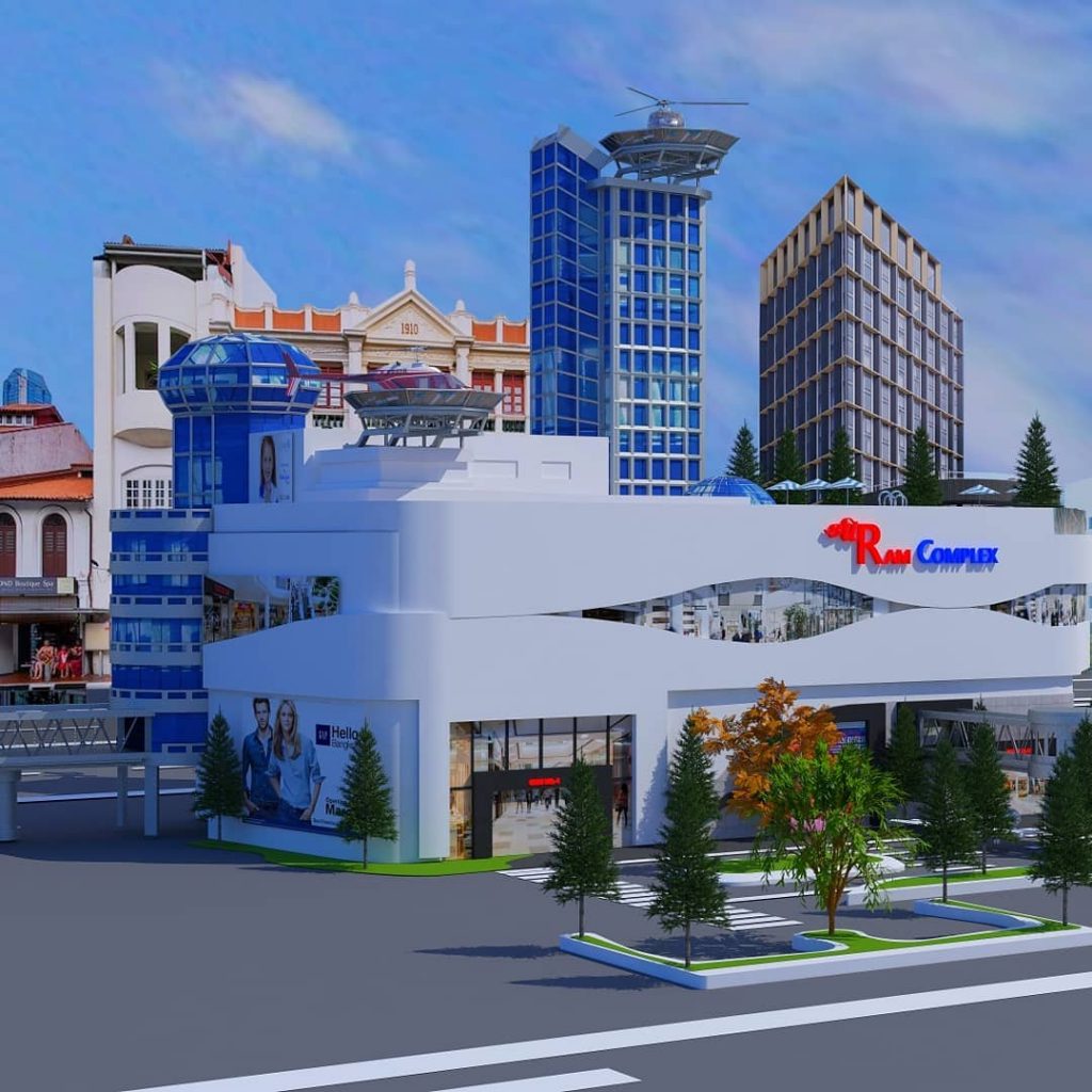 A shopping complex (ShriRam Complex) architecture modeling, texturing, Lightni