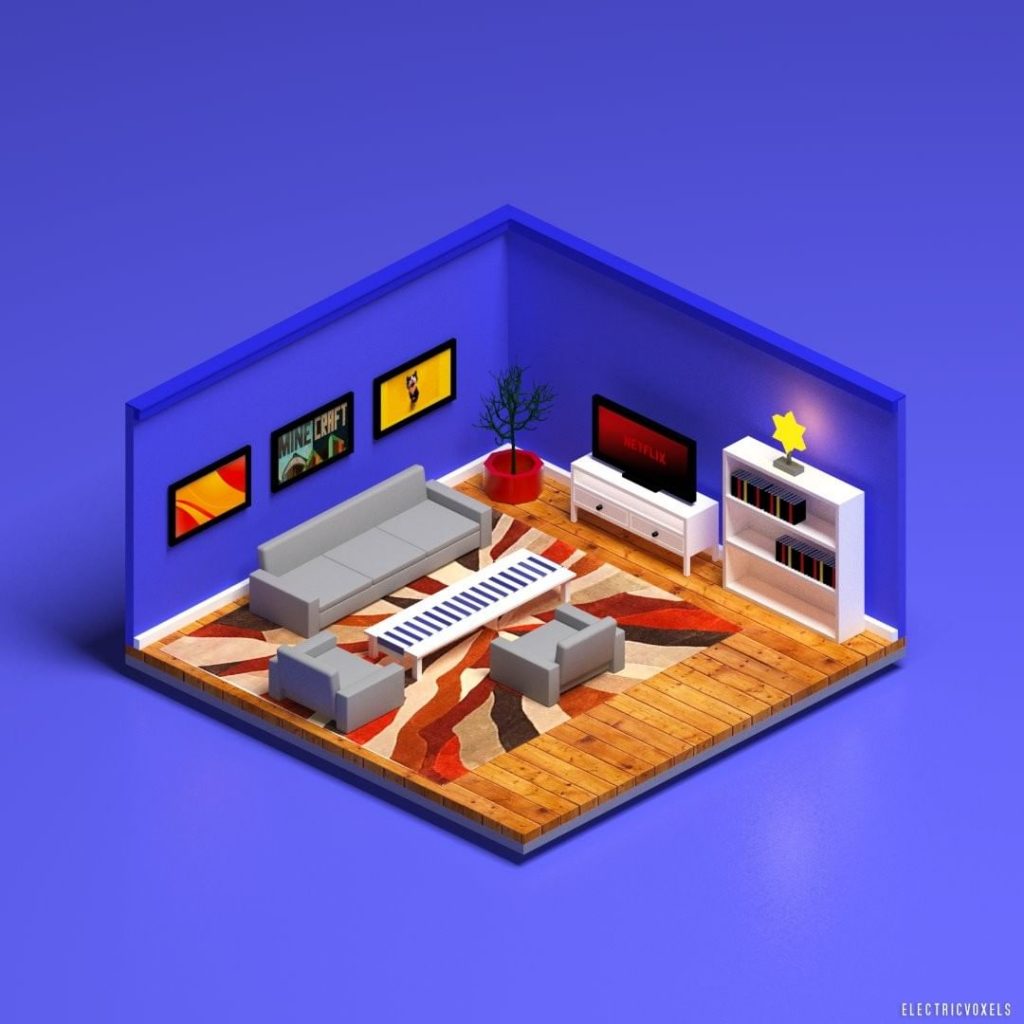 Low poly living room (3ds max)