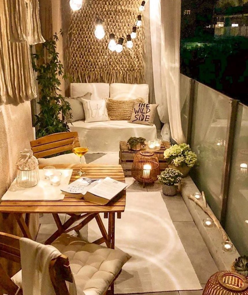 Nothing beats a cozy balcony adorned with lights and lanterns for a perfect wedding