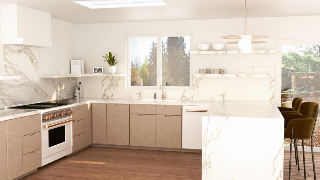 Latest work: 3D render of kitchen renovation, Marin County, California. Follow for