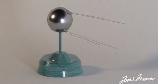 A 3D replica of the first Soviet satellite “Sputnik-1” (Rus: Спутник-1), whi