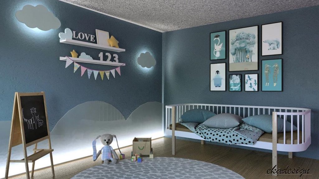 Children's room design •
blue
• •
• •