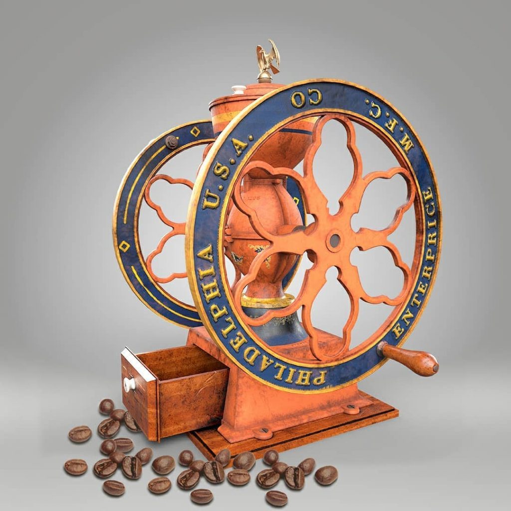 Creates this antique coffee grinder .... Modeling in Maya & rendering in substance