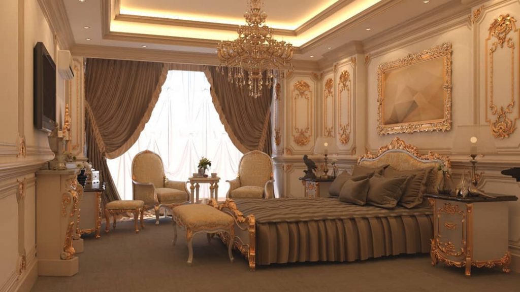 Classic bedroom 3ds max modeling + V ray next rendering