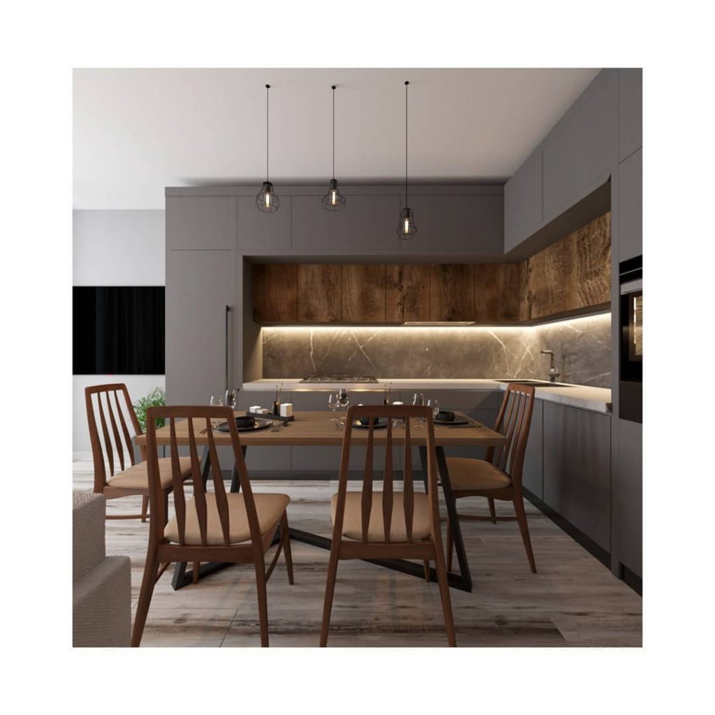 The design of the kitchen-dining room in the new project • Area of ​​the kitchen 20 square meters ⠀⠀ • Total area
