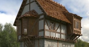 Medieval house textured, modeling in 3ds Max with Vray.