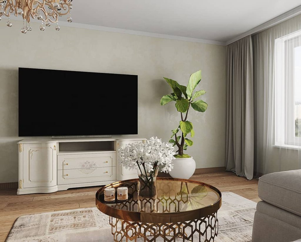 Living room visualization in classic
style, area 25 sq.m.
Design