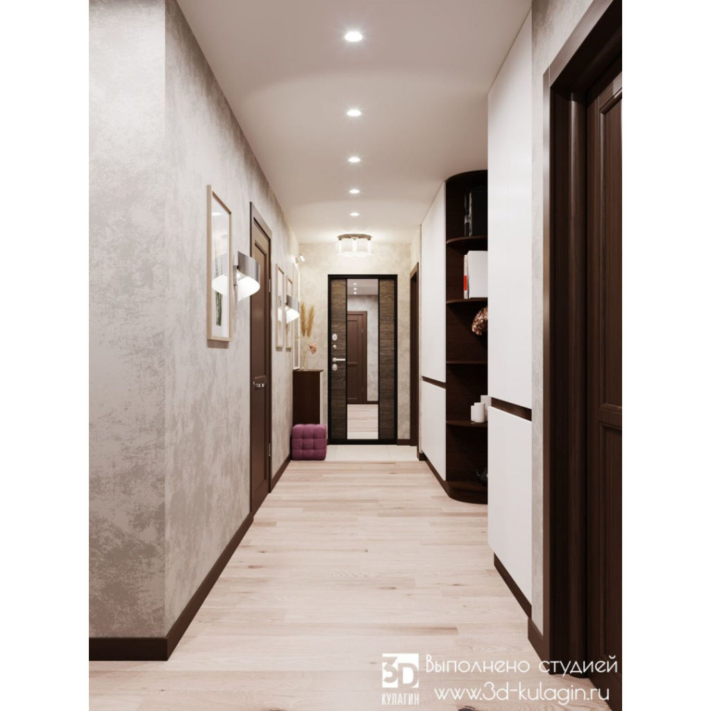 Visualization of the design project of a 4-room apartment in Moscow region
"Hallway"

Design and 3D