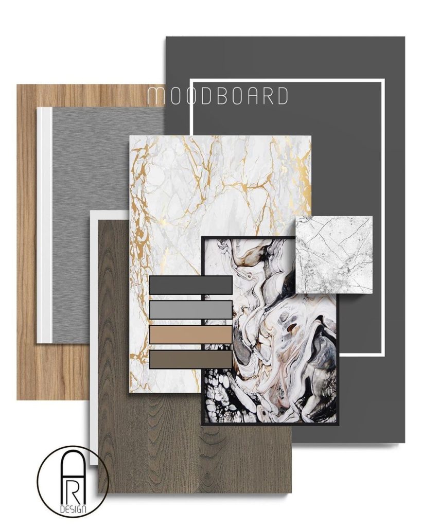 This is how the moodboard of the last project on finishing materials and decor turned out.
